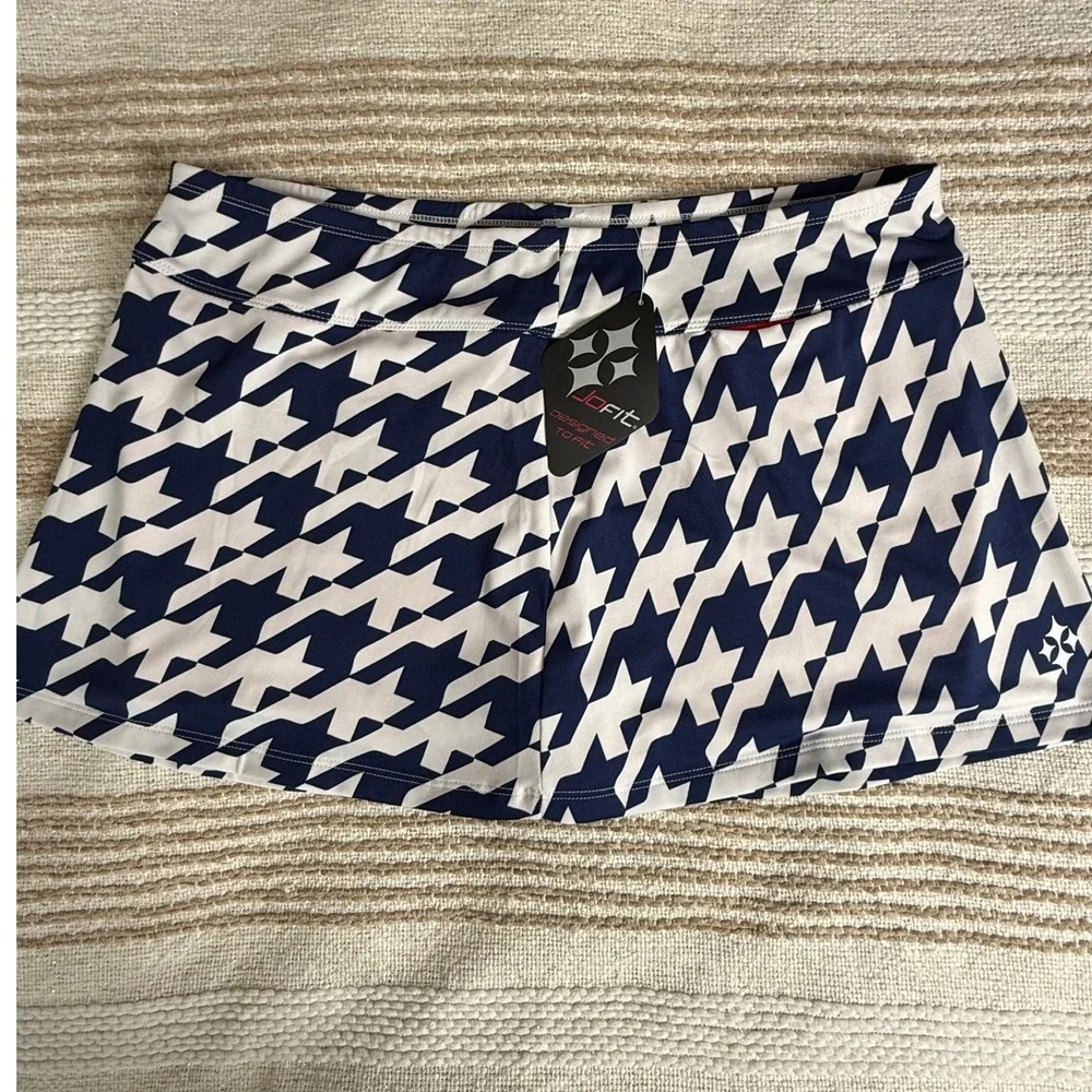 Jofit Navy White Houndstooth Golf Tennis Swing Skort XL NWT